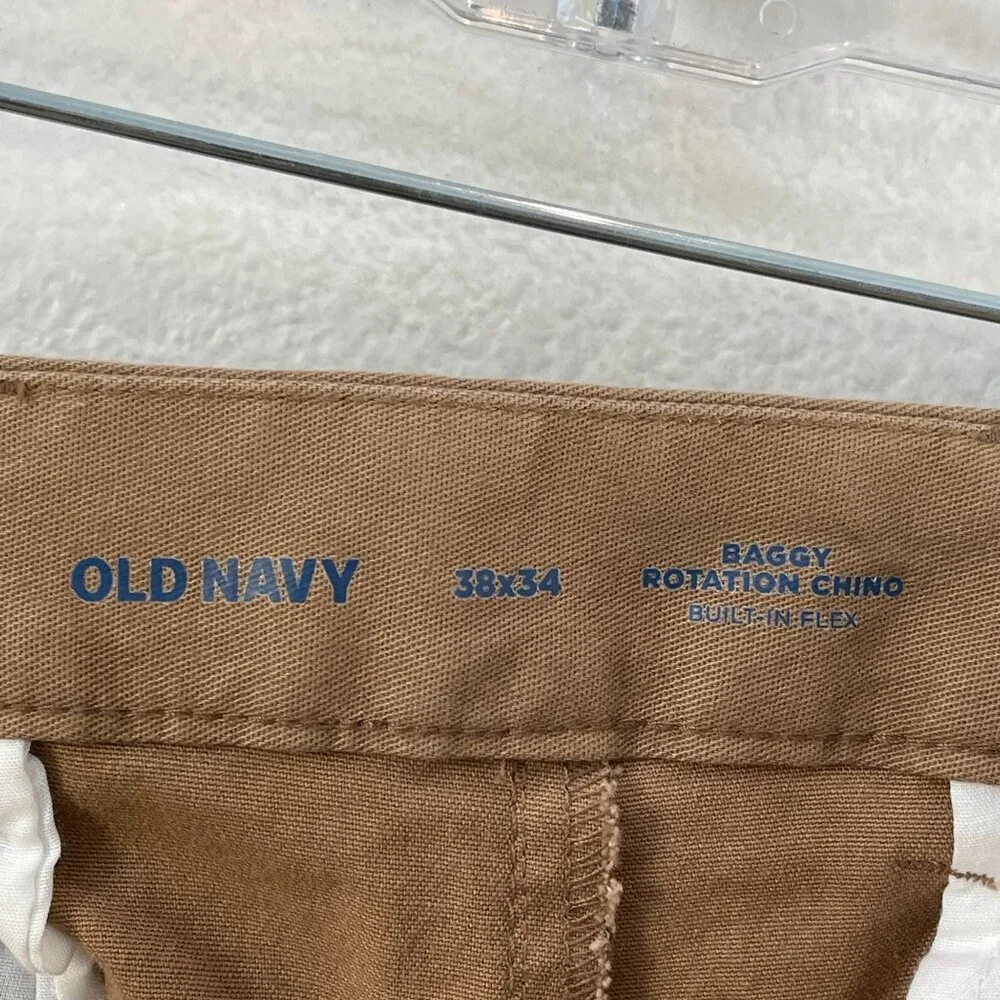 NEW Old Navy‎ Mens 38x34 Baggy Rotation Chino Pants Built-In Flex Brown
